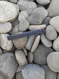 Kamenclub.ru: Галька речная плоская (серо-белая) фр. 70-120 мм. купить в Пензе галька галечник речной серый, белый окатанная плоская  природная галька 9000 руб/т   фото КАМЕНЬ КЛУБ