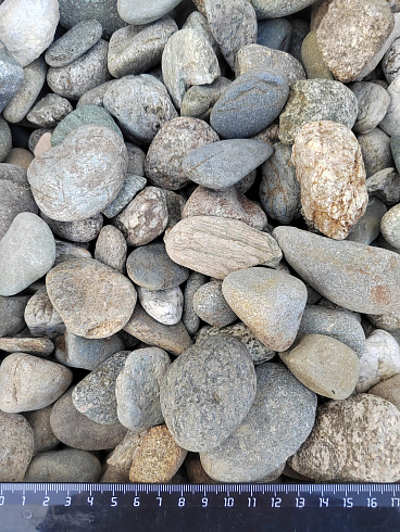 Kamenclub.ru: Галька речная окат (пестрая) фр. 20-40 мм. купить  в Пензе галька речная пестрая, серая, серые оттенки галька речная окатанная округлая 5000 руб/т   фото КАМЕНЬ КЛУБ